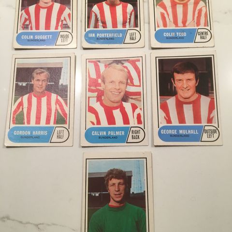 Sunderland - 7 stk A&BC 1969 fotballkort