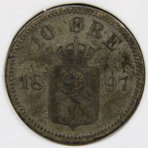 10 Øre 1897 sølv Kong Oscar II