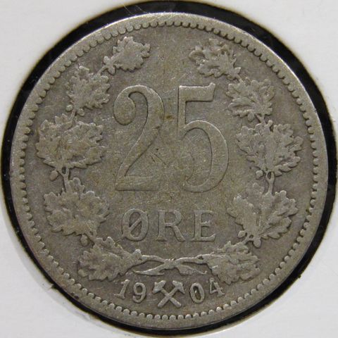 25 øre sølv 1904 Kong Oscar II