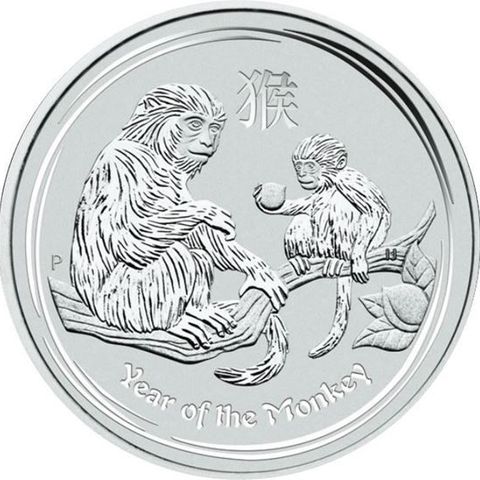 2016  AUSTRALIA LUNAR 1 OZ SØLV «YEAR OF THE MONKEY» BU