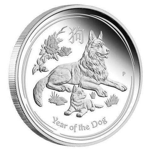 2018 Australia Sølv Lunar Year of the Dog  1 oz  .999  Bu kvalitet