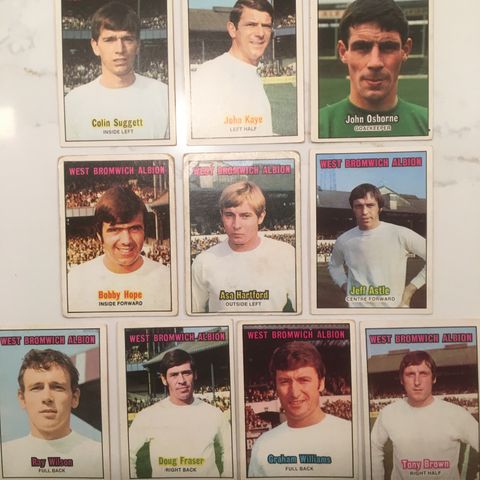 West Bromwich Albion - 10 stk A&BC 1970 fotballkort