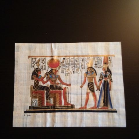 Egyptisk Papyrus. Håndmalt motiv på ekte papyrus.