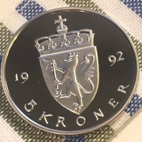 5 kr 1992 PROOF KVALITET!!!!