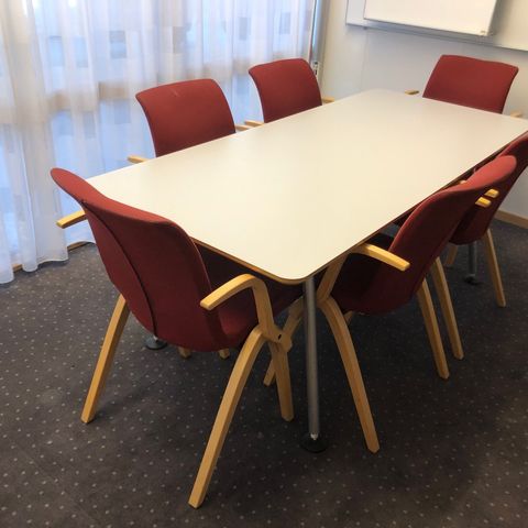 1 stk Horreds møtebord med 6 Håg Conventio stoler-(180x80 cm)- BRUKTE MØBLER