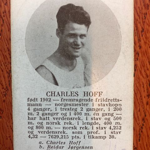 Charles Hoff Friidrett Spillkort fra ca 1933 Tiedemanns Tobak!