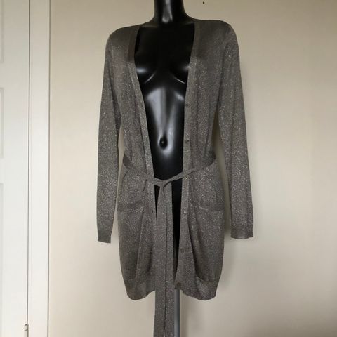 Ny  lang lurex cardigan  fra danske Sand, L/ 40, 38/M