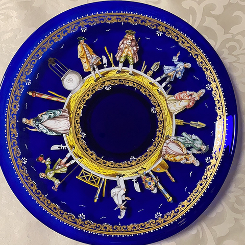 Vintage cobalt Murano glassfat. MOSER SALVIATI VENETIAN