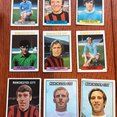18 stk Manchester City A&BC fotballkort fra 1970 og 1971 Sjeldne!