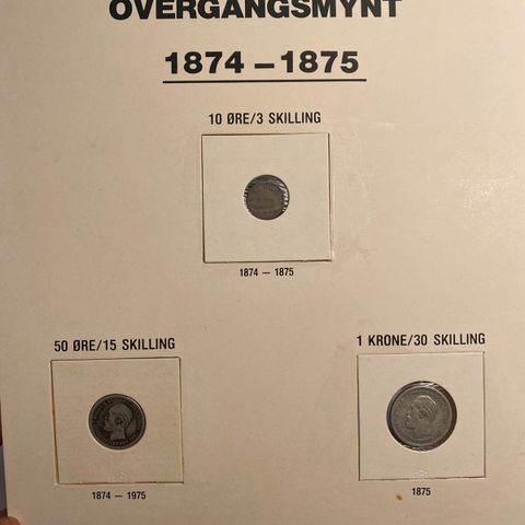 Norge - Oscar II - overgangsmynt 1874-1875