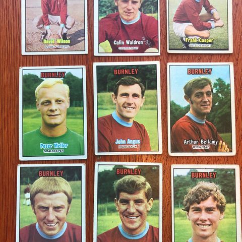 10 stk Burnley A&BC fotballkort fra 1970 Sjeldne!