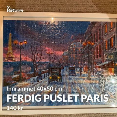 Ferdig puslet Kr 60 - 40x50 cm Paris innrammet