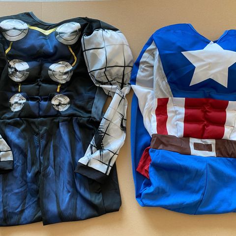 Masse kostymer som Ironman, dart vader, kaptein amerika, Thor, supermann.