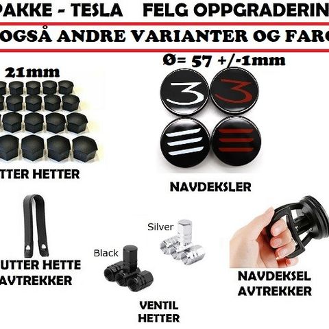 Tesla kit : oppgrader felgene, inkl Aero felgene til TM3. passer også X og S