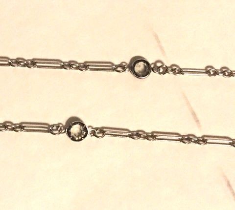 bijouterie- Sølv og grå / brun topas lang halskjede, 48cm drop 