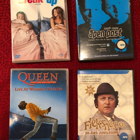 Fleksnes , Queen og div dvd filmer tils 50,- pr stk