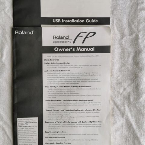 Owners Manual Roland  FP-5 Digital piano