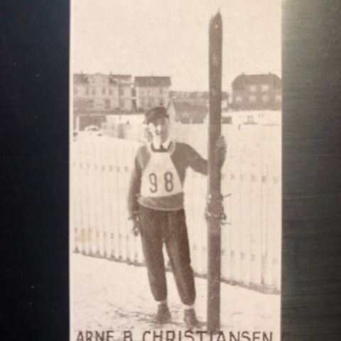 Arne B. Christiansen Nordstrand Ski Hopp sigarettkort 1930 Tiedemanns Tobak