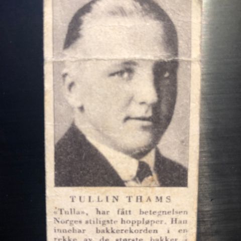 Jacob Tullin Thams Ready Ski Hopp sigarettkort fra ca 1930 Tiedemanns Tobak!