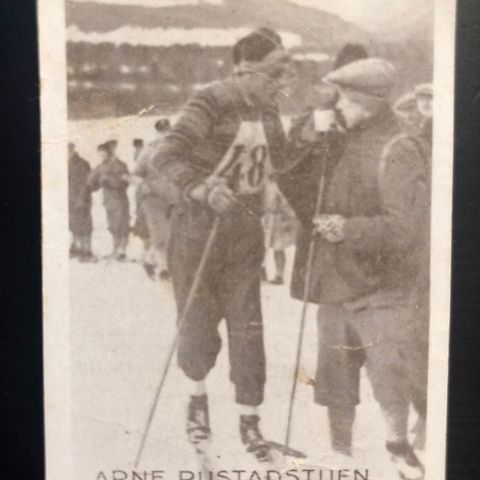 Arne Rustadstuen Lillehammer Ski langrenn sigarettkort 1930 Tiedemanns Tobak!