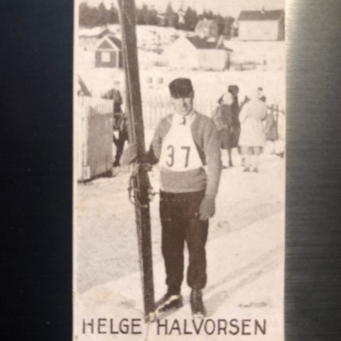 Helge Halvorsen Ski Hopp sigarettkort 1930 Tiedemanns Tobak