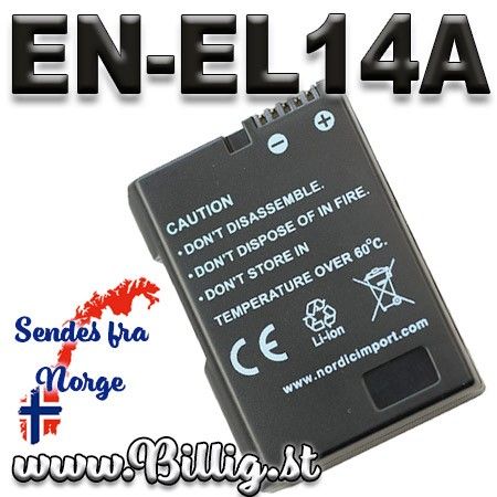 EL14A/14+/14 batteri for Nikon D7100 + D5600-D5100 + D3500-D3100 + Coolpix P7800