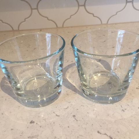 Pair of Tea Candle Thick Glass Candle Holders