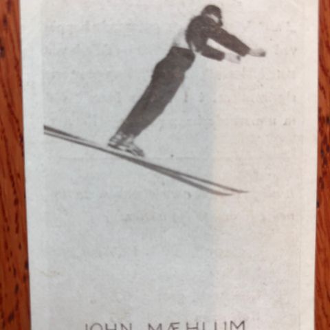 John Mæhlum Fart Vigja Ski Hopp sigarettkort 1930 Tiedemanns Tobak!