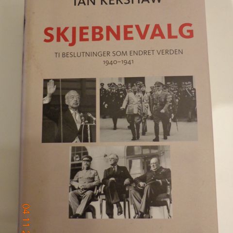 " Skjebnevalg" av Jan Kershaw. Innbundet.