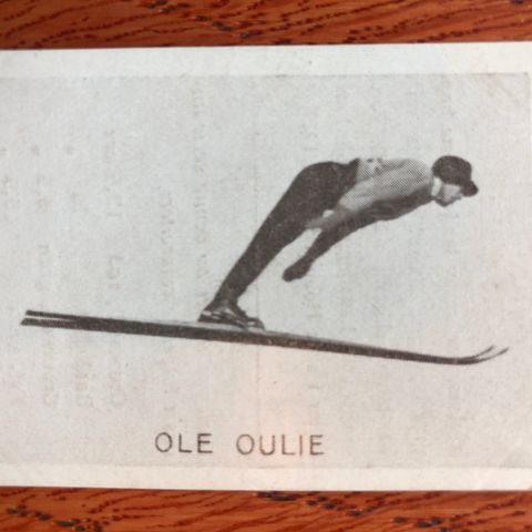 Ole Oulie Kjelsås Ski Hopp sigarettkort 1930 Tiedemanns Tobak!