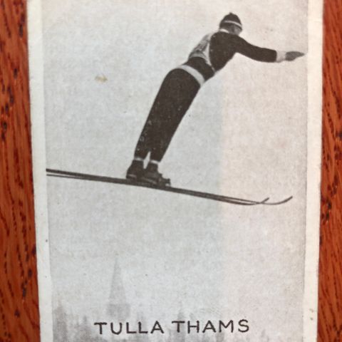 Jacob Tullin Tulla Thams Ready Ski Hopp sigarettkort 1930 Tiedemanns Tobak!