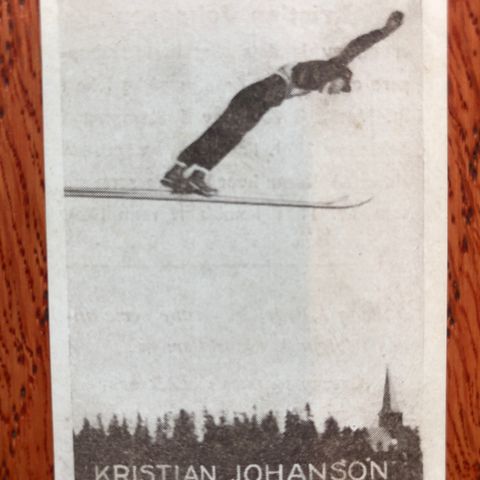 Kristian Johanson Ski Hopp sigarettkort 1930 Tiedemanns Tobak!