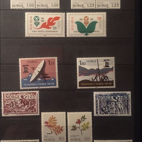 Årssett Norske frimerker 1980, sendes fraktfritt