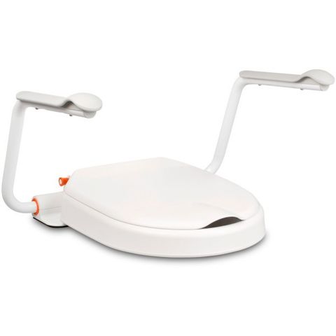 Etac Hi-Loo, ergonomisk toalettsete m/armstøtte, 10 cm forhøyet, hvit