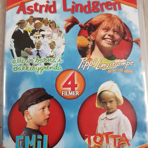 PIppi, Emil, Lotta og Bakkebygrenda.  Astrid Lindgren - 4 DVD filmer