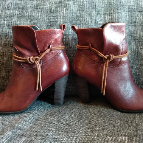 Ecco ankelboots, cognac, ekte skinn, str. 37