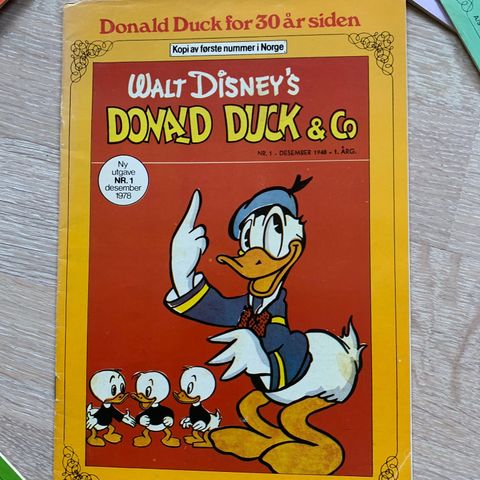 Donald Duck blader Nr 1 osv. Nytrykk 1978. Bladene fremstår som nye.