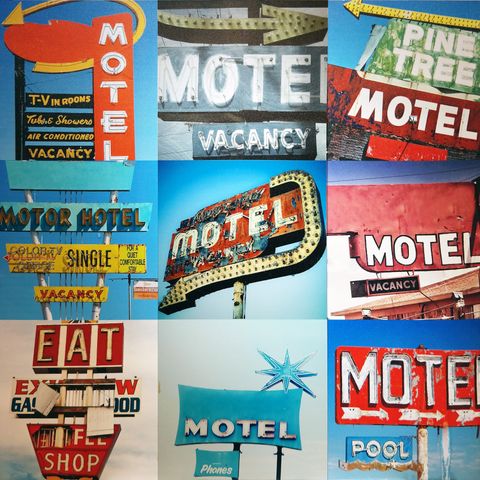 Retro "Motel" skilt fra USA - fotolerret (90x90 cm)