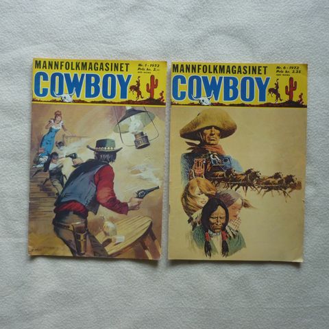 Mannfolkmagasinet Cowboy Nr. 1 og Nr. 6 1973.