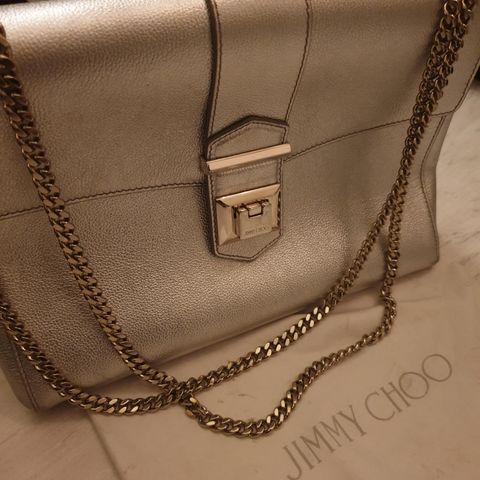 Jimmy Choo silver Marianne shoulder leather bag