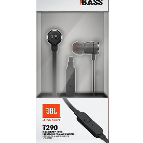 SORTE JBL T290 IN-EAR Ørepropper med Nytt Tilbehør