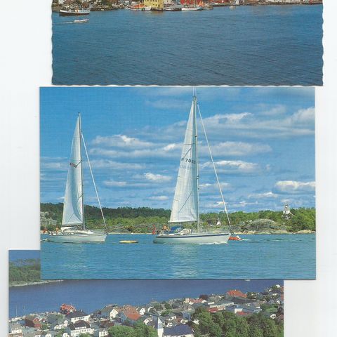 Postkort TELEMARK  3 stk  Langesund/Kragerø/Langesund   (1839)