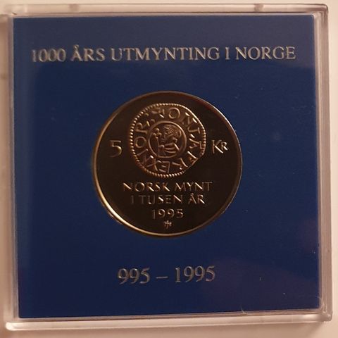 5 krone sandhill - 1 000 års utmynting i Norge - kvalitet BU - 1995