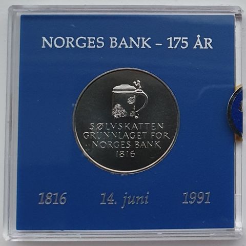 5 krone sandhill - Norges Bank 175 år - kvalitet BU - 1991