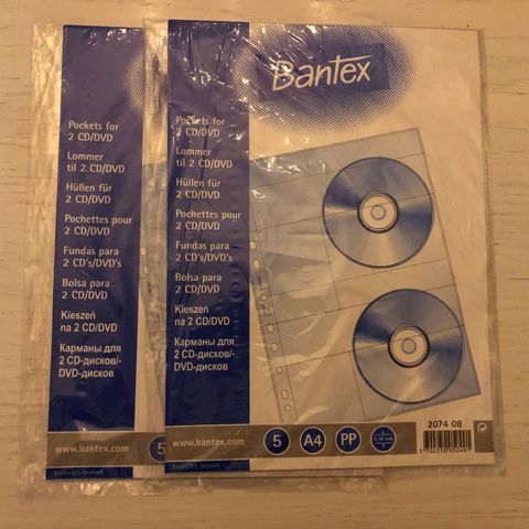 Ubrukt. CD/DVD plastlommer for ringperm (A4 format)