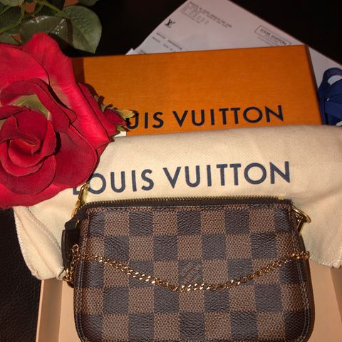 Ubrukt Louis Vuitton MINI POCHETTE accessoires i damier ebene. Unik mulighet !