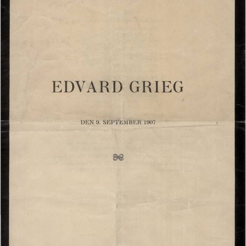 Programhefte til Edvard Griegs bisettelse