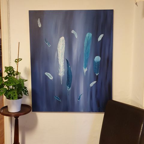 Blue. Akryl maleri 100×81.