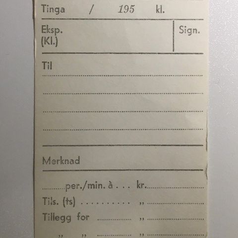 Kvittering fra Telegrafverket (1 stk)