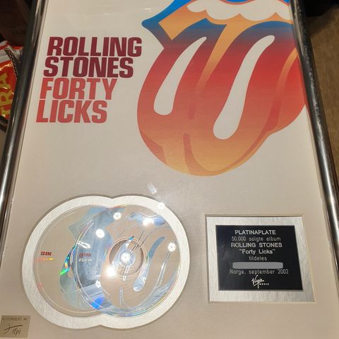 The Rollings Stones - Forty Licks - CD Platinaplate Award - Sjelden